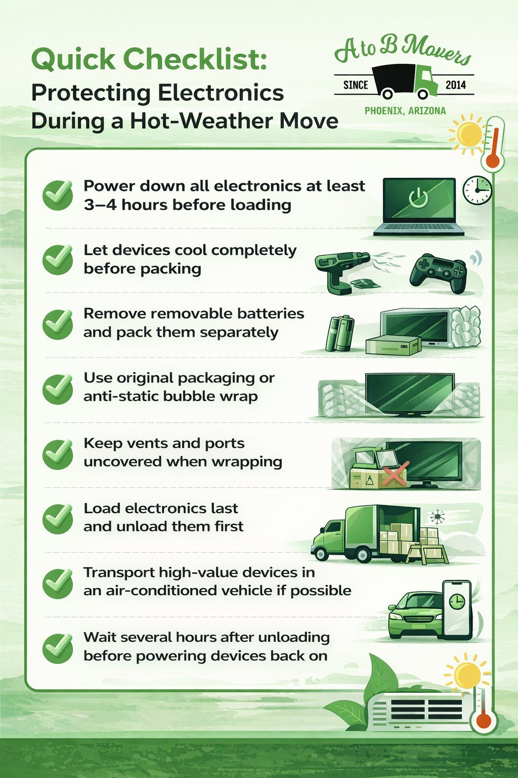 How to Protect Electronics When Moving in Hot Weather